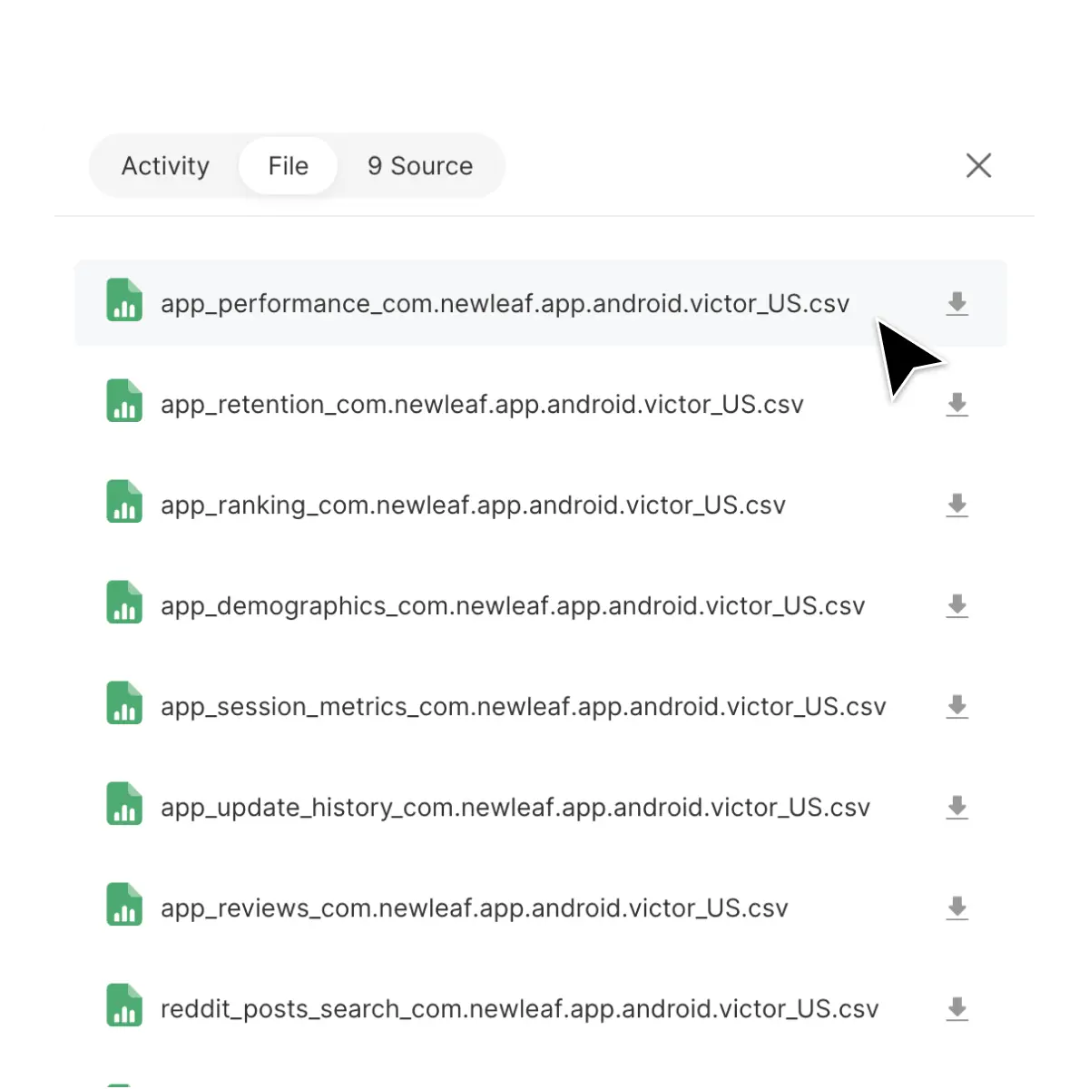 Exportable raw data preview