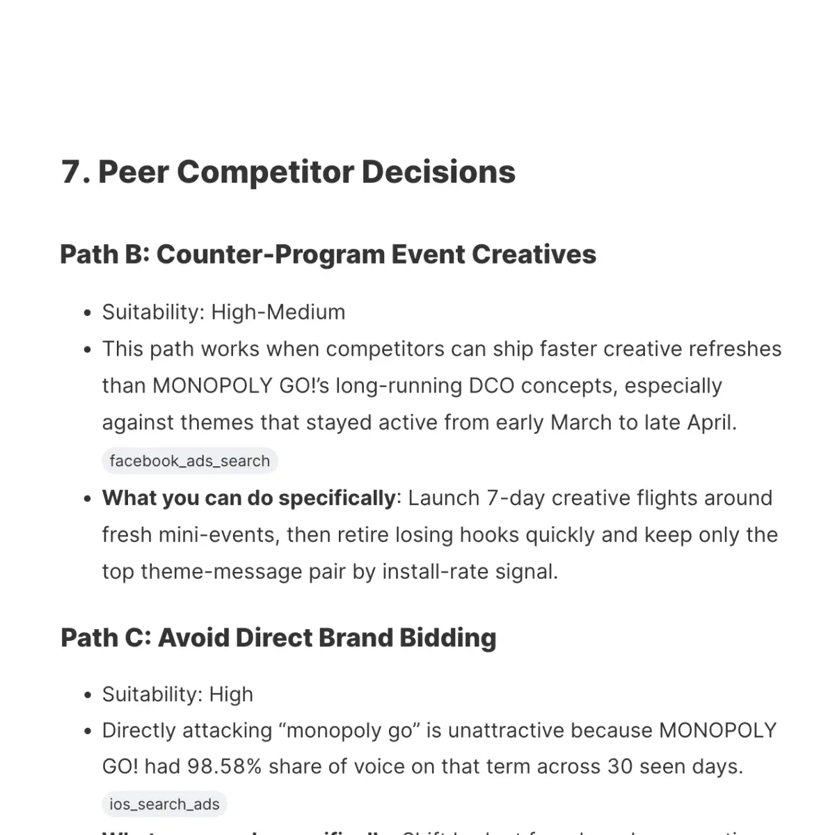 Yes-or-no growth actions analysis preview